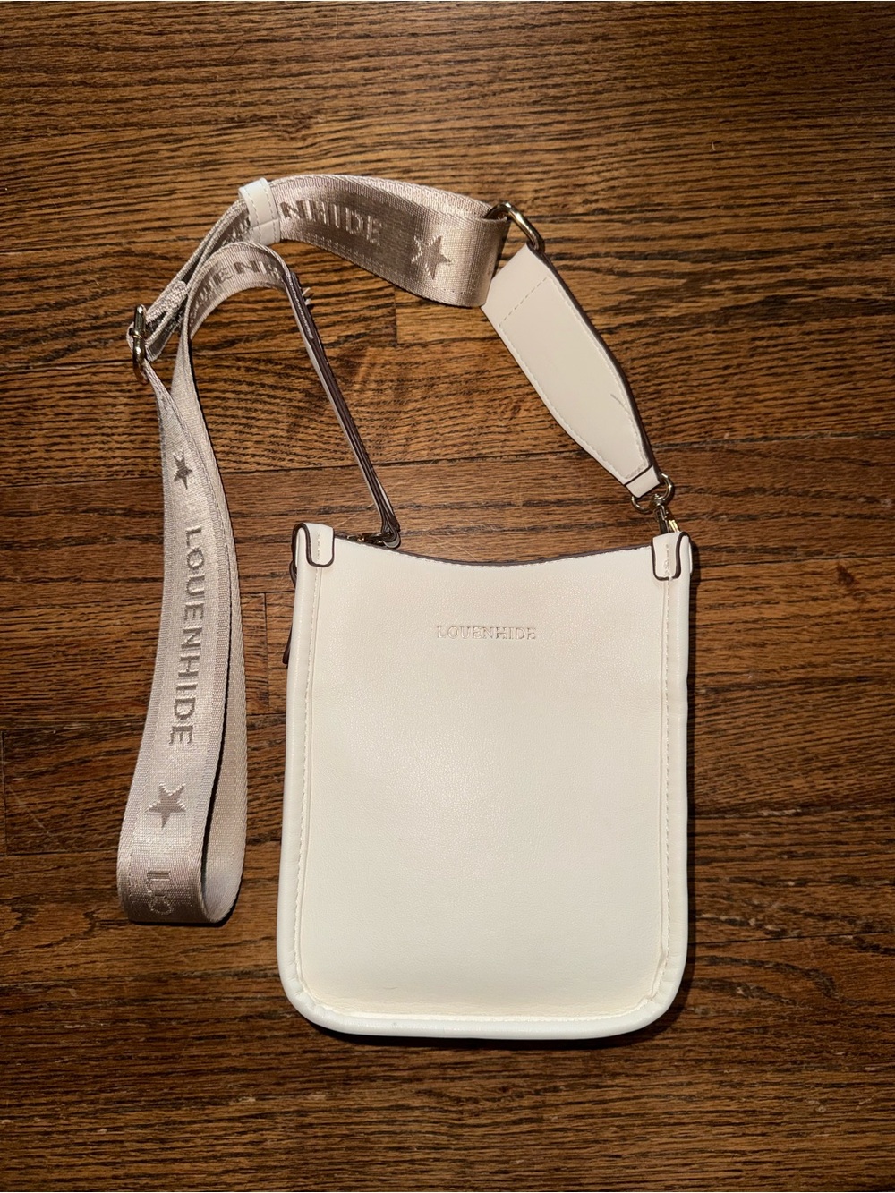 Louenhide Cream Crossbody Bag with Branded Adjustable Strap